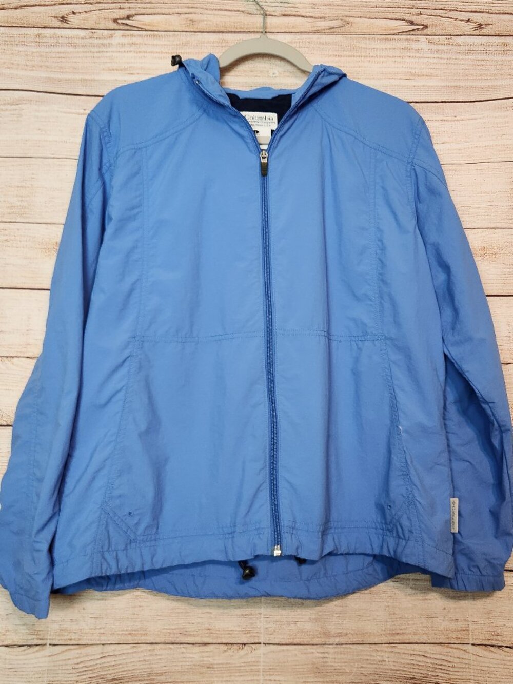 Columbia Omni-shield Women's Jacket Size L Blue Pockets Full Zip Hoodie